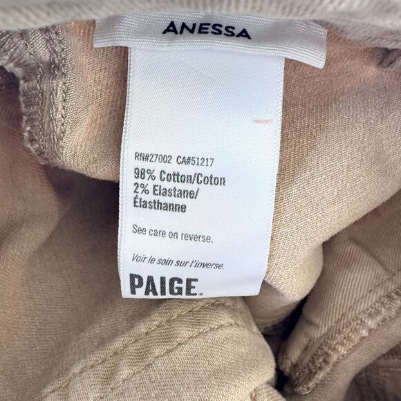 NWT PAIGE Anessa Wide Leg Jeans Set in Pockets Tan Khaki Soft Sand 24 - Picture 7 of 12
